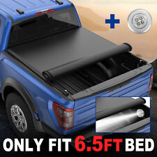 6.5ft Bed Truck Tonneau Cover For 2009-2020 Ford F150 Lariat Led Lamp Roll Up