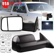 Pair For 2009-2015 Dodge Ram Truck Power Heated Led Puddle Signals Tow Mirrors