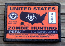 Zombie Hunting Permit Morale Patch Hook And Loop Funny Army Custom Tactical 2a