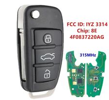 Uncut 3buttons Flip Key Smart Remote Fob 315mhz For Audi 4f0837220ag Iyz 3314