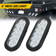 2pcs 10 Led 6in White Oval Sealed Reverse Back-up Tail Lights Car Truck Trailer