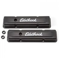 Edelbrock 4443 Black Signature Series Valve Covers 2.8 Low For Chevy 262-400