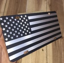 18 Brushed Aluminum Composite Hd American Flag License Plate Matte Black