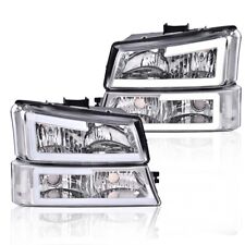 Led Drl Bar Clearchrome Headlights Fit For 2003-2006 Chevy Silveradoavalanche