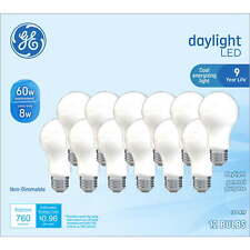 60 Watt Daylight A19 Bulbs Medium Base Frosted Finish 9yr 12pk