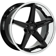4 19 Staggered Lexani Wheels Savage Gloss Black W Chrome Lip Rims B42