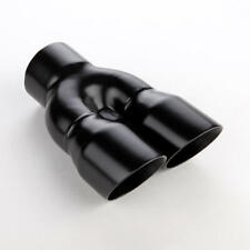 Black 3 Inlet Exhaust Tip Dual Twin Round Slant Cut 304 Stainless Steel