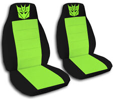 Decepticon Car Seat Covers In Lime Green Black Velour Front Set