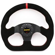 320mm Momo Black Suede Leather Racing Flat Rally Sport Drift Steering Wheel Red