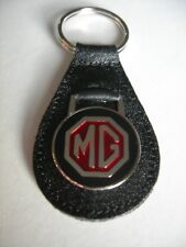 Mg Mgb Mga Midget Td Tf Tc Leather Key Fob Key Ring Metal Emblem
