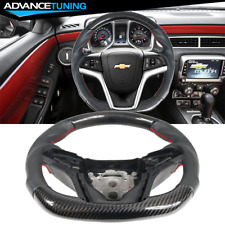 Fits 12-15 Chevy Camaro Cf Perforated Leather Steering Wheel W Red Stitching
