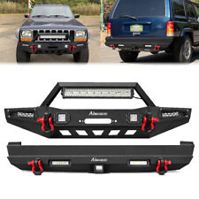 Frontrear Bumper Wwinch Plate Led Lights Kit For 1989-2001 Jeep Cherokee Xj