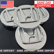 Set Of 4 Silver Wheel Rim Center Hub Caps With Chrome Logo For Honda 69mm2.75in