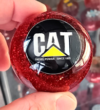 Cat Caterpillar Shift Knob Vintage Style Chrome Stainless Steel Insert Logo Red