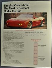1994 Pontiac Salesman Bulletin Convertible Firebird Trans Am Sunbird Original 94