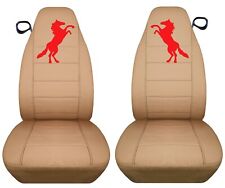 Fits Ford Mustang 94-04 Front Car Seat Covers Tan Red Horse Seat Belt Holder