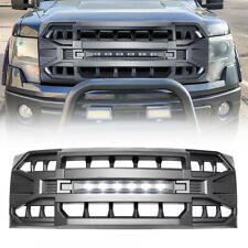 Front Armor Grille Bumper Grill Wled Off-road Lights For 09-14 Ford F150 Black