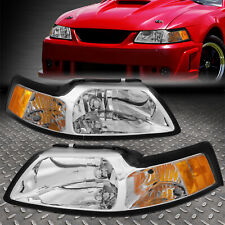 For 99-04 Ford Mustang Oe Style Chrome Housing Amber Corner Headlight Head Lamps