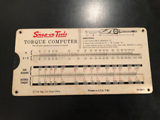 Vintage Snap-on Tools Torque Computer Pull Card Calculator Old Logo 1980s