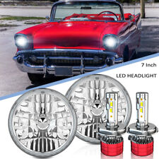 Pair 7inch Round Led Headlights Hilo Sealed Beam For Chevy Bel Air 1955-1957