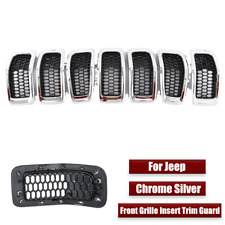 Chrome Silver Car Front Honeycomb Grille Insert Guard For Jeep Cherokee 2014-18