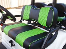 Front Rear Seat Cover Lime Green Diamond Stitching E-z-go Rxv Golf Cart 2008-up