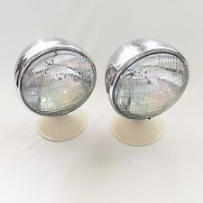 Chrome Deitz Headlamps Headlights With Classic Curved Seal Beam Lenses- 1 Pair