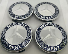 4 Pc Set Fits Mercedes Benz Emblem Wheel Center Caps Blue Hubcaps 75mm 3 In Amg