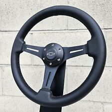 14 Inch 350mm Brushed Black Steering Wheel Licensed Chevy Horn -black Leather
