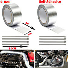2 Roll X 2 16ft Silver Exhaust Wrap Header Manifold Fiberglass Heat Wrap Tape