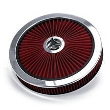 For Sbc Bbc High Flow 14 X 3 Round Red Thru Washable Air Cleaner W Chrome Lid