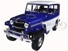 1955 Willys Jeep Station Wagon Bluewhite 118 Diecast By Road Signature 92858