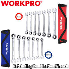 Workpro Metric Sae Ratcheting Combination Wrench Set 72 Teeth With Roll Up Pouch
