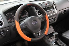 58013 Blackorange Pvc Leather Durable Steering Wheel Cover Overlay Coupe Sedan