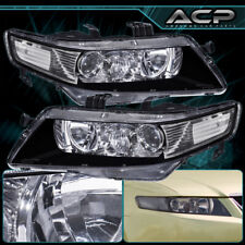 For 2004-2008 Acura Tsx Euro Black Housing Projector Headlight Clear Reflectors