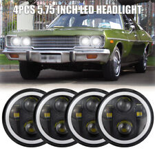 4pcs 5 34 5.75 Round Led Headlights Halo Drl Hilo For 1959-1974 Dodge Coronet