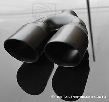 Black Dual Twin 3.5 Round Exhaust Muffler Tip 7.75 Width 2.5 Inlet Id