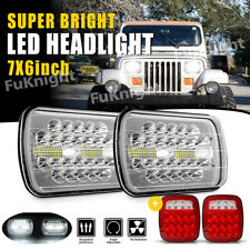For 87-95 Jeep Wrangler Yj 7x6 Led Headlights Hilo Beamtail Lights Combo Kit