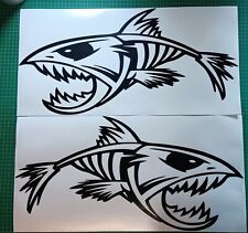 2 Fish Skeleton Vinyl Decals Boat Fishing Graphics Big Sticker V9 12