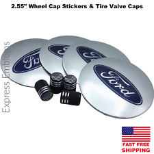2.55 65mm Ford Wheel Center Hub Cap Sticker Decal And Tire Valve Caps Silver