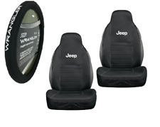 Jeep Deluxe Rugged Truck Suv Front Sideless Seat Covers Steering Wheel Cover
