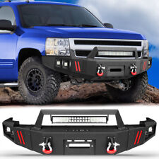 Steel Front Bumper W Winch Plate Led Light For Chevy Silverado 1500 2007-2013