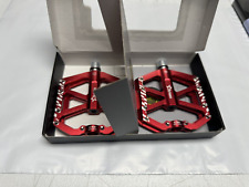Olywan Flat Bicycle Pedals Red White Aluminum 4 X 4 New In Box See Photos