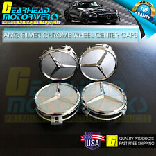75mm Silver Chrome Wheel Center Hub Caps Emblem 4pc Set Mercedes Benz Amg Wreath