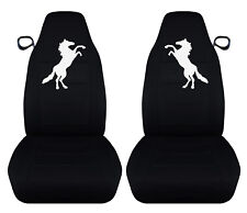 Fits 94-04 Ford Mustang Front Car Seat Covers Black W White Standing Horse