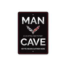 Corvette Man Cave Sign Custom Chevy Metal Race Team Garage Plaque Wall Decor