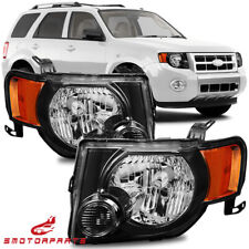 Pair Black Headlights Headlamps For 2008 2009 2010 2011 2012 Ford Escape