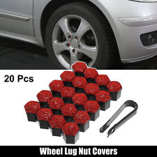 20pcs Wheel Lug Nut Cap Covers 21mm Bling Faux Crystal Wheel Bolt Caps Red