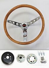 70-73 C10 C20 C30 Blazer Grant 15 Wood Steering Wheel Chrome Spokes Redblack