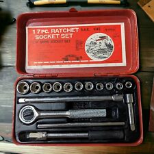 Napco 17pc Ratchet Socket Set 14 Inch Drive Set Sae Vintage Complete Metal Case
